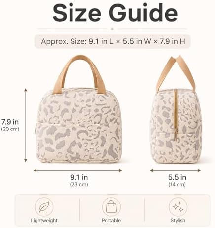 Beige Insulated Lunch Bag For Women, Small Lunch Box Tote