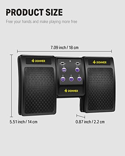 Donner Wireless Bluetooth Page Turner Pedal for iPad Tablets Phone Foot Pedal Rechargeable,Black