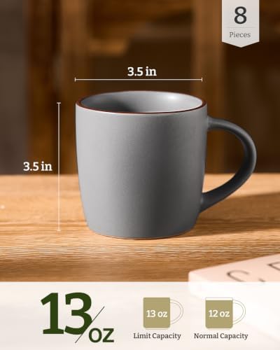 famiware Mercury Coffee Mugs 13 oz, Coffee Mugs Set of 8 with Handle