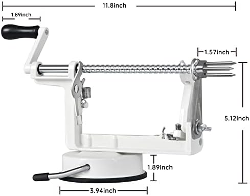 Apple Peeler, Slicer Corer Potato Peelers 3 In 1, Stainless Steel Heavy Duty Suction Cup Base And 7 Extra Blades (White)