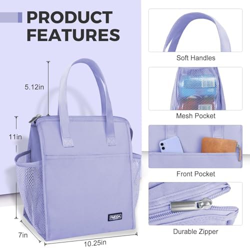 Insulated Lunch Bag Women, 12L Large Thermal Snack Bag Reusable Cooler Tote