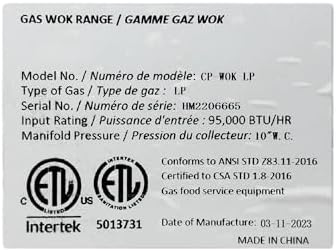 Commercial Chinese Wok Range, Propane LP, ETL 13" 1 Hole Restaurant Stir Fry CP-WOK