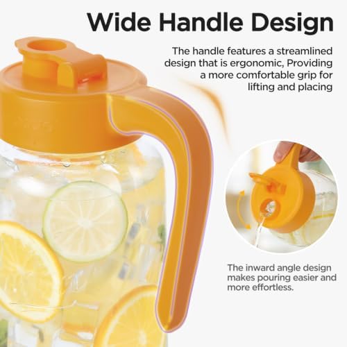 Mason Jar Pitcher, 64 oz (2 quart), Glass Pitcher with Lid