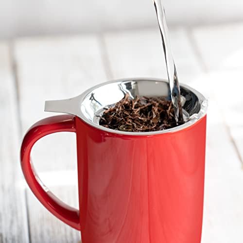 CEEFU 16oz Porcelain Tea Mug with Infuser, Lid and Coaster