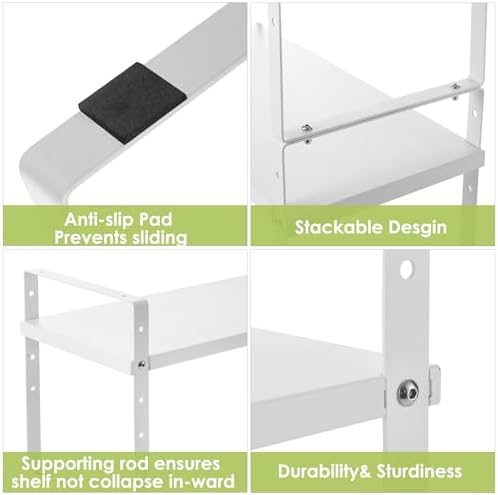 Across-Star Expandable Cabinet Shelf Organizer Rack, Stackable Kitchen Counter Storage Shelves Stand, Adjustable Height Pantry Shelf Spice Rack