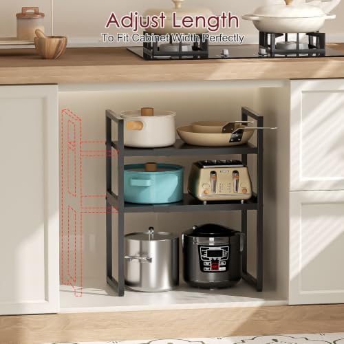 2 Pack Expandable Storage Shelves,100LBS Heavy Duty Metal Shelving Units