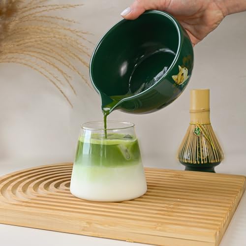 Cat Matcha Set Green, Bowl with Whisk Holder Scoop Sifter and Cloth, Japanese Tea Ceremony Kit, Unfurl Gift Box