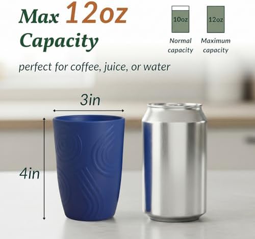Homienly Cup Sets for Kitchen 12oz Wheat Straw Cups Unbreakable Drinking Cups Set of 6 - Lightweight,Reusable Cups for Kitchen, Outdoor- Blue Sky