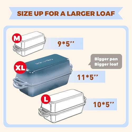 Cast Iron Loaf Pan with Lid, 11x5 Inch 5.8 Qt Sourdough Pan