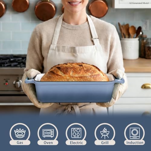 11x5 Inch Cast Iron Loaf Pan with Lid, Sourdough Bread Baking