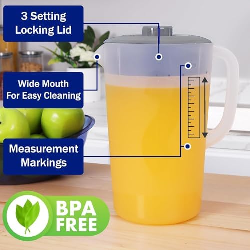 Water Pitcher with Lid 1 Gallon Pitcher BPA Free & Phthalate Free - Gray