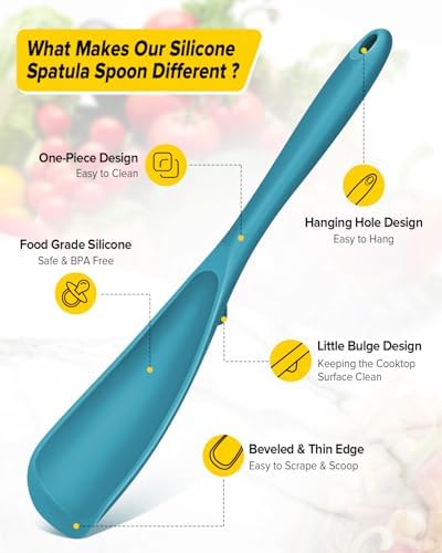 BUNDLEPRO Silicone Cooking Spoons for Nonstick Cookware, One-Piece, 2 Pack