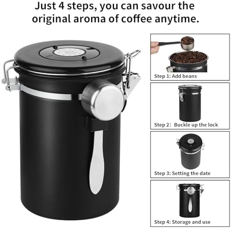 Ohtomber 22oz Stainless Steel Airtight Coffee Canister with Date Tracker