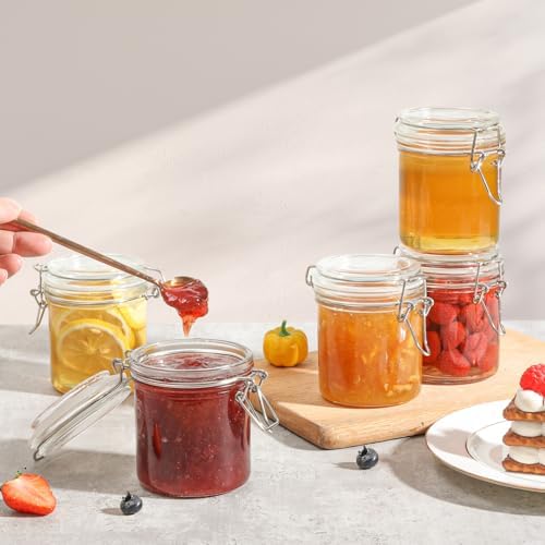 ComSaf Small Mason Glass Jars with Airtight Lids 8 oz 6 Pack Pantry