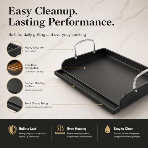 Cast Iron Griddle for Gas Grill Griddle 17 x 13 Inch Flat Top