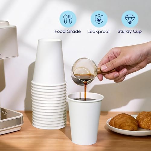 LITOPAK 240 Pack 12 oz Paper Cups, White Disposable Coffee Cups