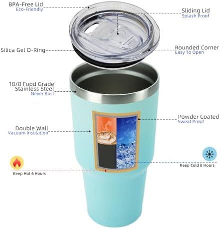 BJPKPK 30 oz Tumbler with Lid and Straw, Insulated Stainless Steel Cup