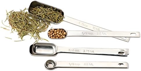 RSVP International Endurance Stainless Steel Spice Measuring Spoons, Set of 6 | 1/8 tsp to 1 Tbsp Measurements | Nest for Easy Storage | Dishwasher Safe | Dry or Liquid | Baking or Cooking