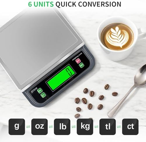 Large Digital Kitchen Scale40kg Stainless Stee with 6 Unit Tare PCS Funtion