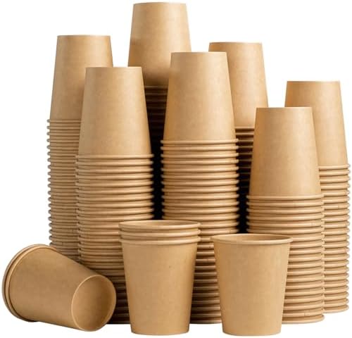 Lamosi 200 Pack 8 oz Kraft Paper Cups, Brown Disposable Paper Coffee Cups