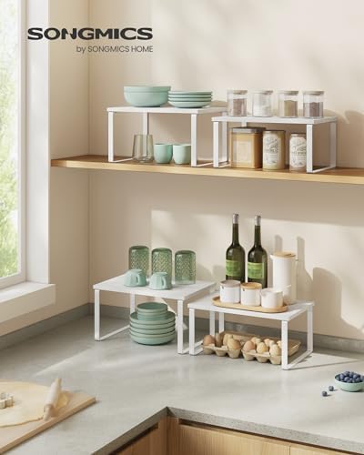 SONGMICS Cabinet Organizer Shelf, Set of 4 Spice Rack, Kitchen Storage