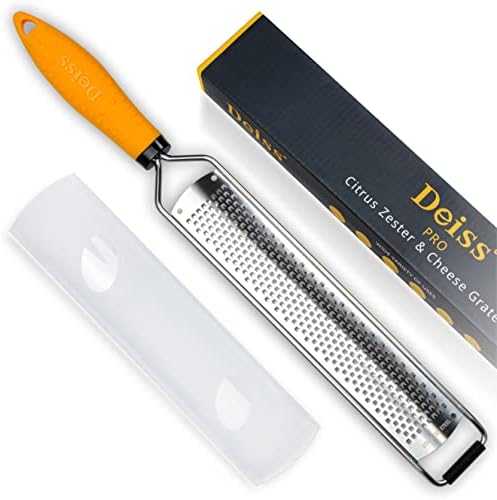 Deiss PRO Lemon Zester & Heavy Duty Grater - Parmesan, Garlic, Nutmeg, Chocolate, Fruits, Vegetables, Ginger & Cheese Shredder
