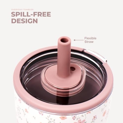 HydroJug Everyday Tumbler 14 oz, Ceramic-Lined Straw Cup, Magnolia