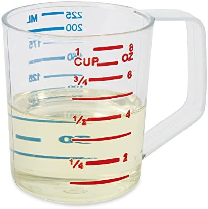 Rubbermaid Commercial Products Bouncer Clear Measuring Cup, 1-Cup /0.25-Quart, Clear, Strong Food Grade, Easy Read for Liquid/Dry Ingredients, for Home/Professional Kitchen