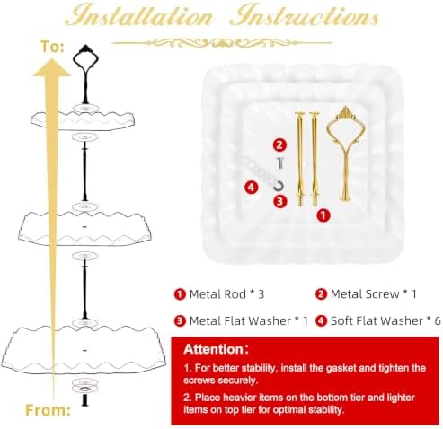 DAFURIET Plastic Dessert Cupcake Stand, 3 Tier Cupcake Tower Holder, White