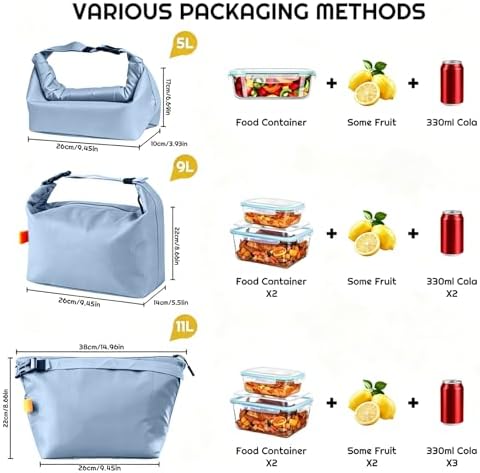 YUDANSI Large Capacity Lunch Bags for Men Women- Reusable Insulated Leakproof Lunch Box Tote Bag, Cool Bags for Adults,Thermal Cooler Bag for Work Picnic Travel -11L (Blue)