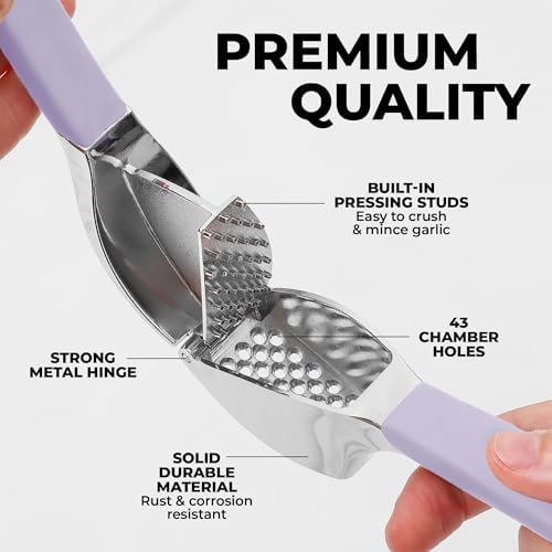 Zulay Kitchen Metal Comfort Grip Garlic Press