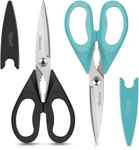 Small Kitchen Scissors 8-inch, iBayam 2 Pack Kitchen Shears All Purpose