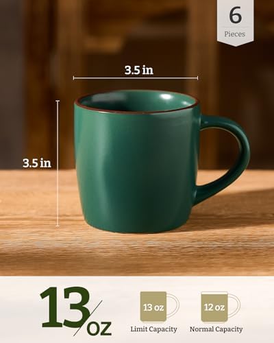 famiware Mercury Coffee Mugs 13 oz, Coffee Mugs Set of 6 with Handle
