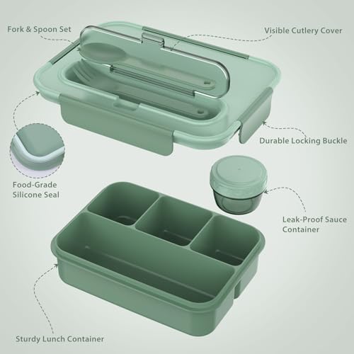 Caperci Bento Box Adult - 50 oz Large Lunch Containers for Adults and Teens
