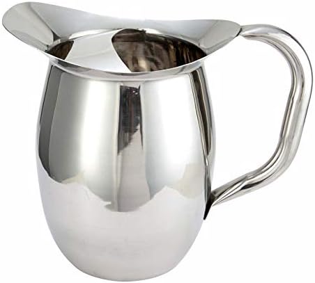 Winco 3 Quart Deluxe Bell Pitcher with Ice Catcher, Stainless Steel, Medium