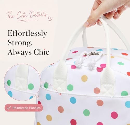 LOVELYWIND Lunch Box for Women, Insulated Lunch Bag, Colorful Dot Tote