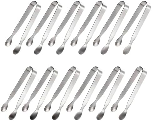 12PCS Ice Tongs Mini Sugar Tongs, Stainless Steel Tiny Kitchen Tongs
