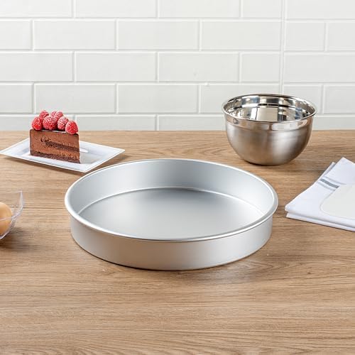 Restaurantware-Met Lux 12 x 2 Inch Straight-Sided Baking Tin, 1 Round Cake Pan - Oven-Ready, Freezable, Anodized Aluminum Round Baking Pan, Greaseproof, For Layer Birthday Cake