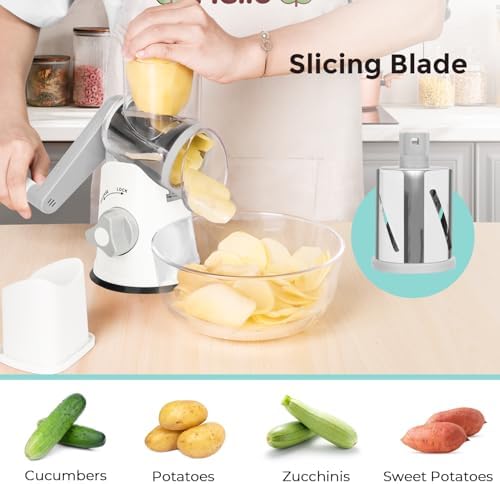 X Home Rotary Cheese Grater for Kitchen, White