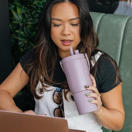 BrüMate Resa 25oz 100% Leakproof Travel Tumbler with Handle & Straw | Flexible SoftSip Straw | Silicone Sleeve for Durability | Stainless Steel | Cup Holder & Travel Friendly Water Bottle | (Lavender)