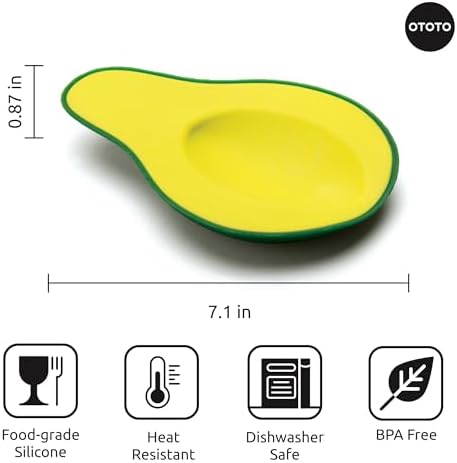 OTOTO Avocado Spoon Rest for Stove Top - Silicone Spoon Rest for Kitchen Counter, for Ladles, Tongs, Spatula Funny Cool Cute Kitchen Gifts Gadgets Accessories