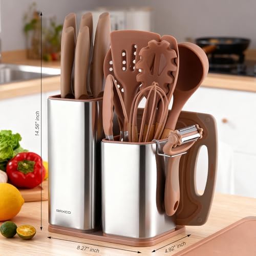 RAXCO Utensil Sets,18-Piece Silicone Cooking Utensils and Knife Set,Mousse