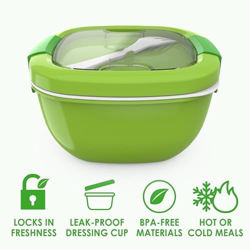 Bentgo Salad Container, Lunch Bowl with 4-Compartment Toppings Tray, 54 oz
