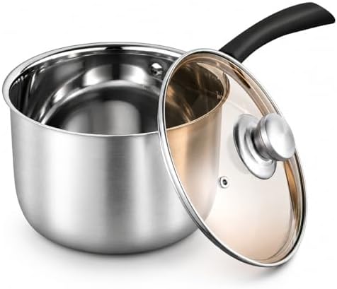 Herogo 3 Quart Saucepan, 18/10 Stainless Steel Sauce Pan Pot with Lid, 3Qt Saucepan for Gas Electric Stove Top Camping, Healthy & Rust Free