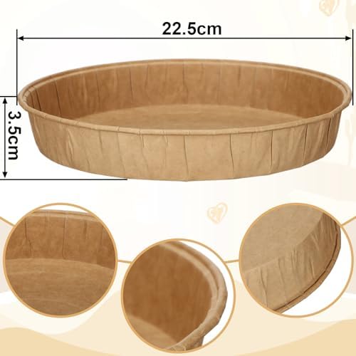 Mifoci 25 Pcs Paper Pie Pans for Baking Disposable Tart Mold Bulk Round Easy Kraft Bread Baking Pans for Microwave Freezer Oven Safe Display Loaf Cake Muffin Pizza Home Kitchen Supply