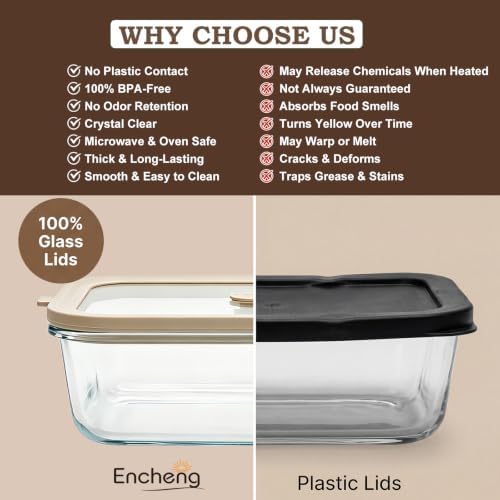 21 oz Glass Meal Prep Containers with Glass Lids, 6 Pack