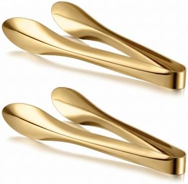 2 Pack Gold Polished Serving Tongs 9 Inch