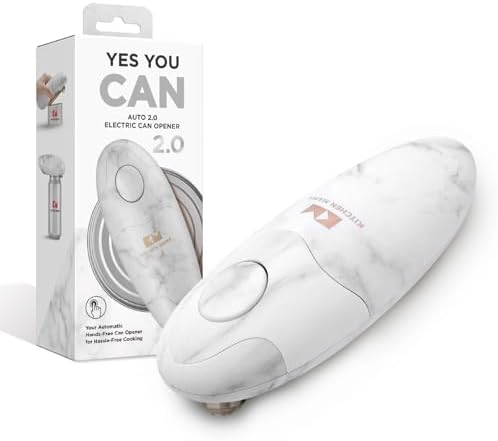 Kitchen Mama Auto 2.0 Electric Can Opener, Cordless, Marble White