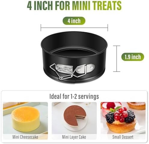 Vakoo 4 Inch Mini Springform Pan Set, Removable Bottom for Easy Release