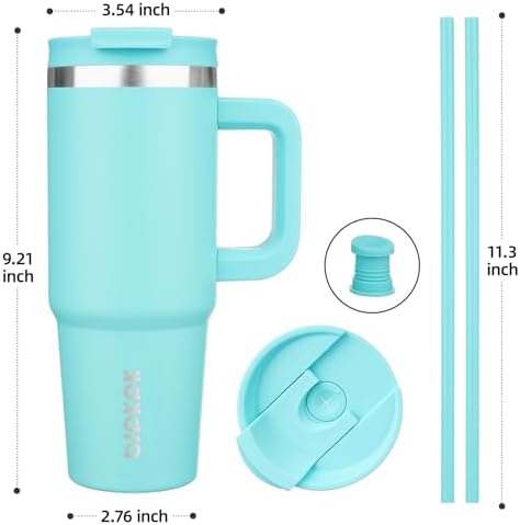 BJPKPK 30 oz Insulated Tumbler with Handle & Straw, Stainless Steel